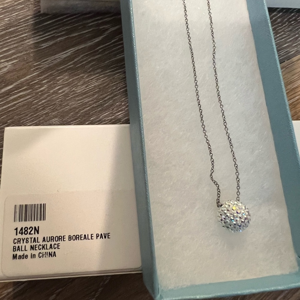 Crystal aurore boreal pave ball necklace by Touchstone Crystal by Swarovski.